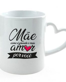 Caneca Branca Alça Coração – 325ml