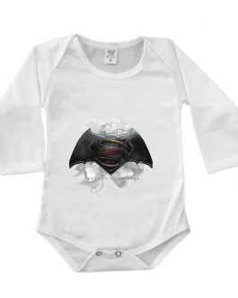 Body Manga Longa Canelado Branco – Batman vs Superman