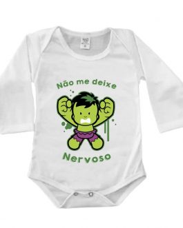Body Manga Longa Canelado Branco – Hulk Nervoso