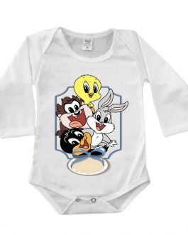 Body Manga Longa Canelado Branco – Looney Toones
