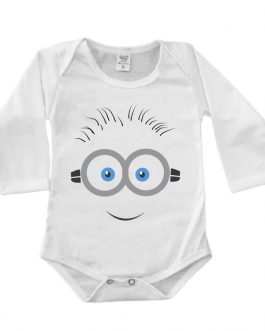 Body Manga Longa Canelado Branco – Minions