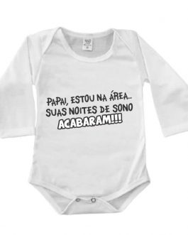 Body Manga Longa Canelado Branco – Papai Estou na Área