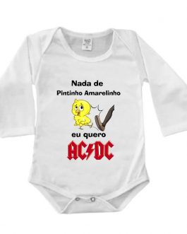 Body Manga Longa Canelado Branco – Pintinho Amarelinho
